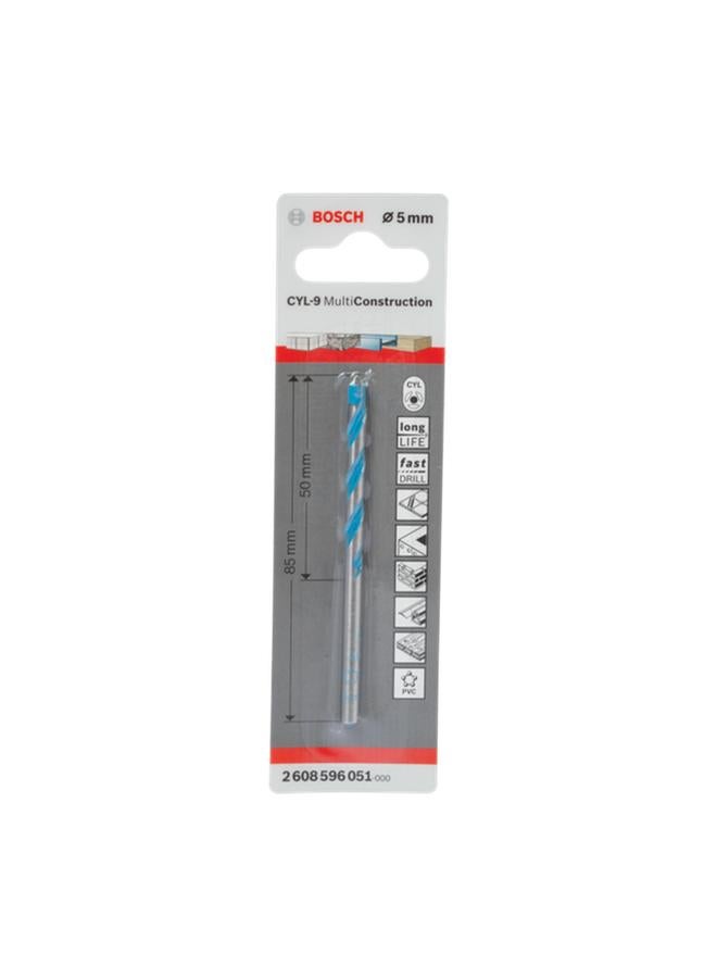BOSCH CYL-9 MultiConstruction Drill Bit Silver and Blue 5 x 85mm JE2 608 596 051 - Image 1