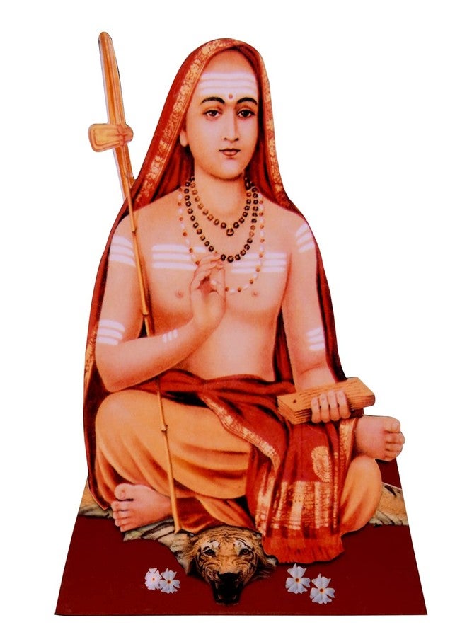 Vils [Big Size] Vils Sri Jagadguru Adi Shankaracharya Divine Holy Blessing Wood and Plastic Photo Frame Cutout with Backstand (Size: 5.5 inch X 8 inch)- Multicolor - Image 1