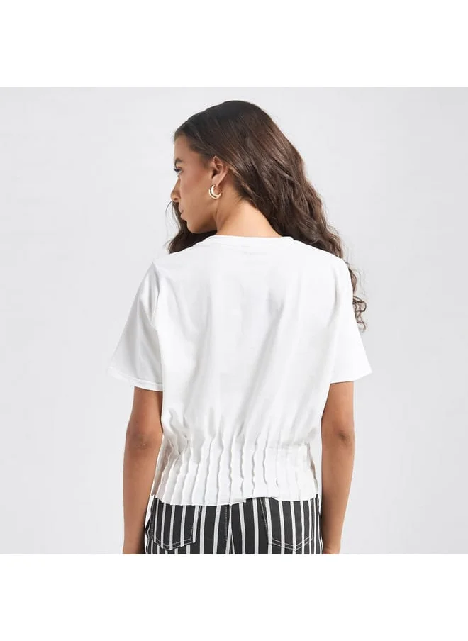 Splash FAV Printed T-shirt with Pintuck Detail
