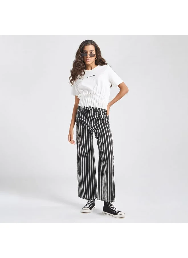 Splash FAV Printed T-shirt with Pintuck Detail