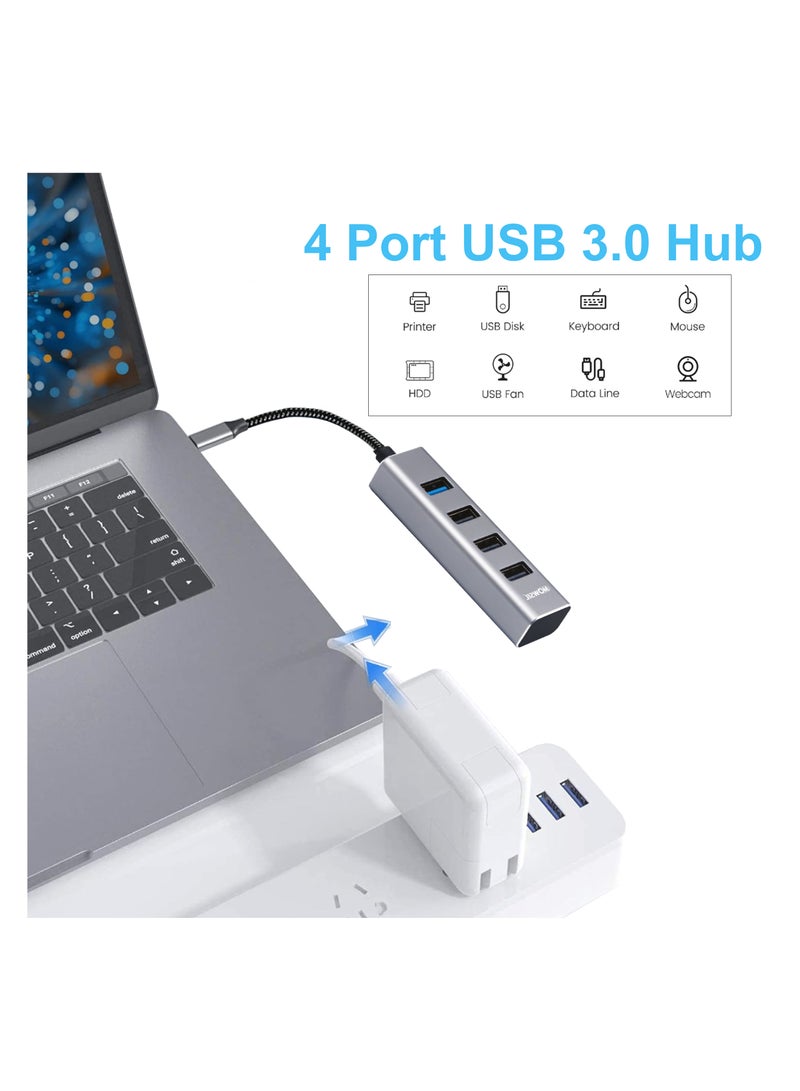 MOWSIL USB Hub 3.0, 4 Port Data USB Hub Extension USB Splitter for Laptop Portable USB A Hub Multi USB Port Expander for Windows PC,Surface Pro,MacBook Air,Mac Mini/Pro,XPS,Flash Drive - Image 2