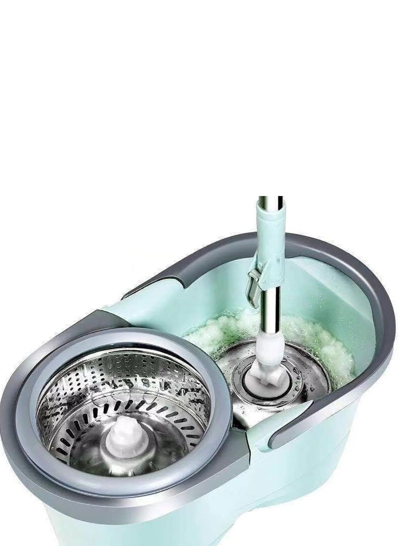 Festive Gallery Easy Spin Mop and Bucket set for Floor Cleaning – 360 Degree Best Spin Mop Bucket Extended Easy Press Stainless Steel Handle, 2 Microfiber Reusable Pads for Home Kitchen Floor Cleaning - Image 1