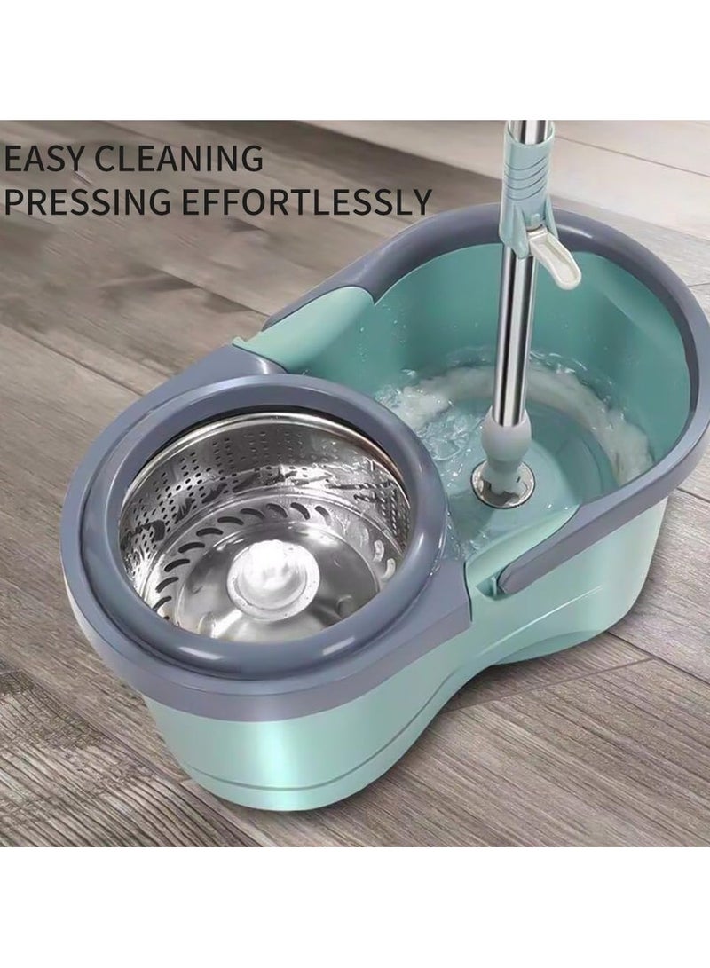 Festive Gallery Easy Spin Mop and Bucket set for Floor Cleaning – 360 Degree Best Spin Mop Bucket Extended Easy Press Stainless Steel Handle, 2 Microfiber Reusable Pads for Home Kitchen Floor Cleaning - Image 3