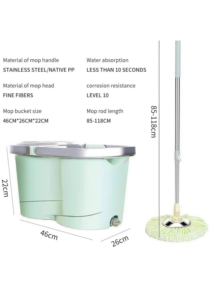 Festive Gallery Easy Spin Mop and Bucket set for Floor Cleaning – 360 Degree Best Spin Mop Bucket Extended Easy Press Stainless Steel Handle, 2 Microfiber Reusable Pads for Home Kitchen Floor Cleaning - Image 4