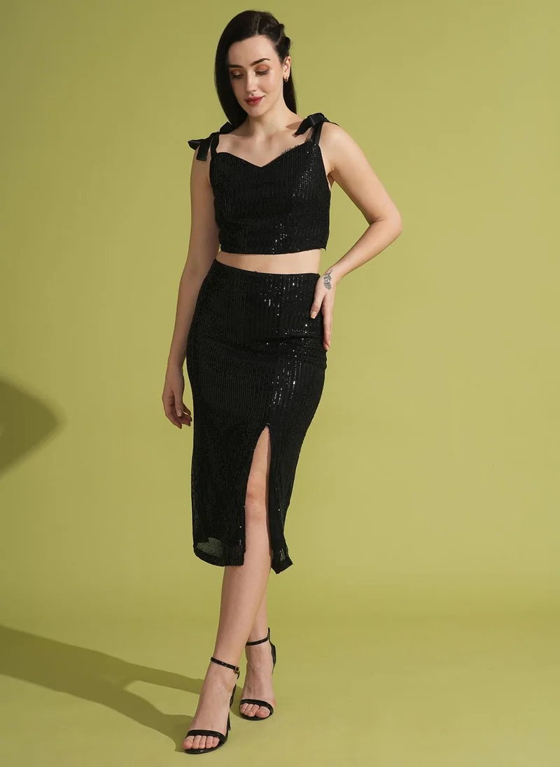 Globus Women Embellished Sweetheart Neck Party Top With Skirt