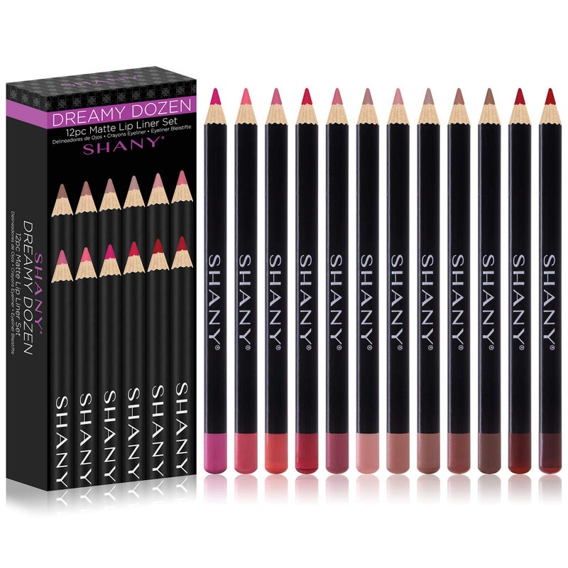 SHANY Dreamy Dozen Matte Lip Liner Set Vegan - Long-Lasting Professional Velvet Cruelty-Free Lipstick Pencils Pens in Varying Shades - Pack of 12 - Image 1
