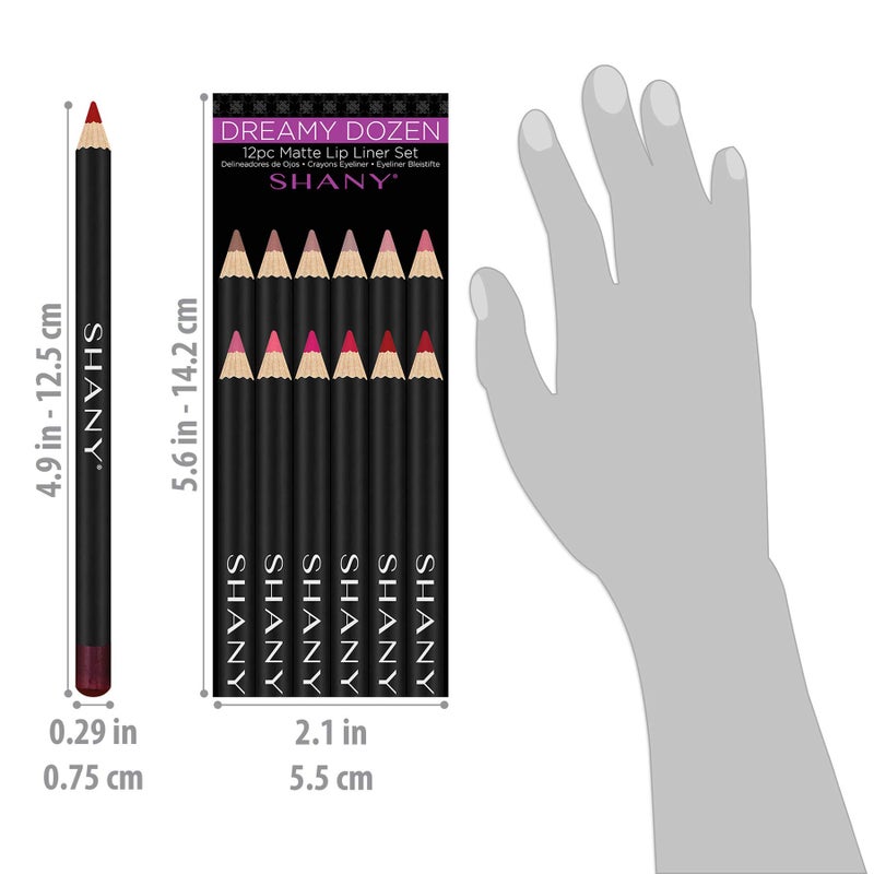 SHANY Dreamy Dozen Matte Lip Liner Set Vegan - Long-Lasting Professional Velvet Cruelty-Free Lipstick Pencils Pens in Varying Shades - Pack of 12 - Image 5