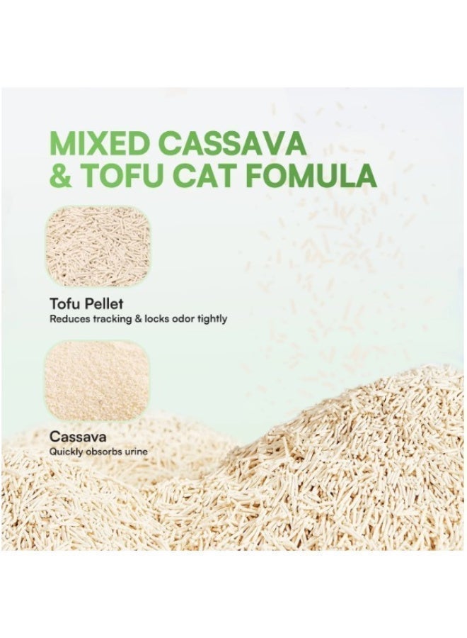 Innovative Cassava +Tofu Cat Litter,+SAP Polymer,Low Tracking , Non Stick Bottom, Dust Free, Fast Clumping, Strong Water Adsorption & Deodorization, 6L - Image 2