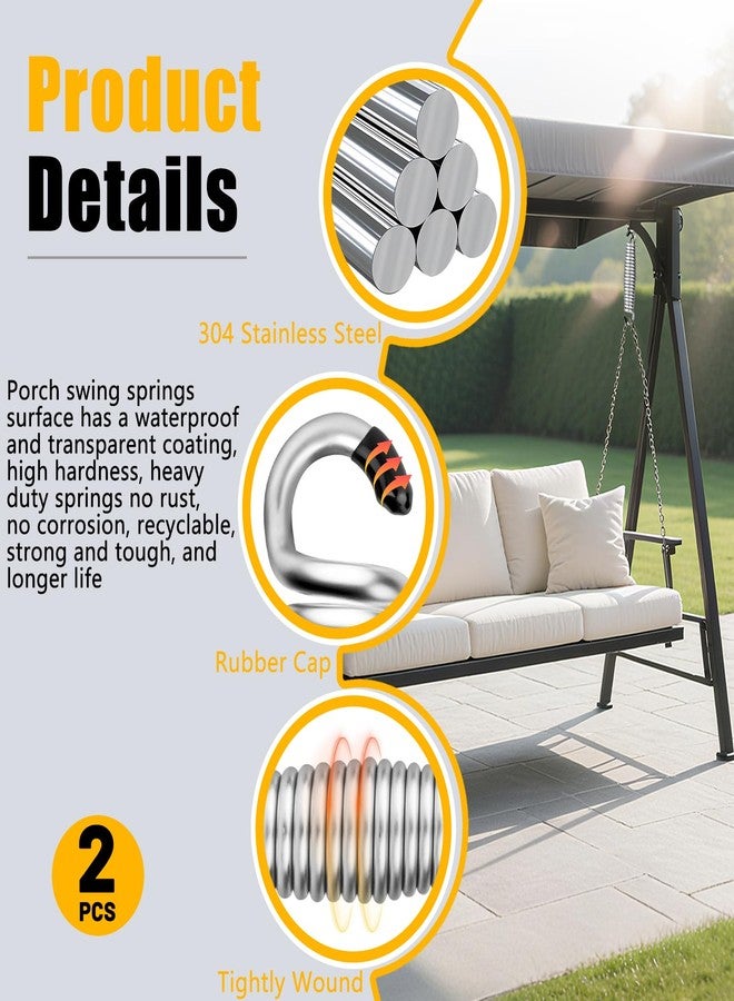 Btvsd 2 Pack Porch Swing Springs, Premium Stainless Steel Heavy Duty Springs, 1300 LB Rust Resistant Swing Springs for Swings & Hammocks (Silver) - Image 5