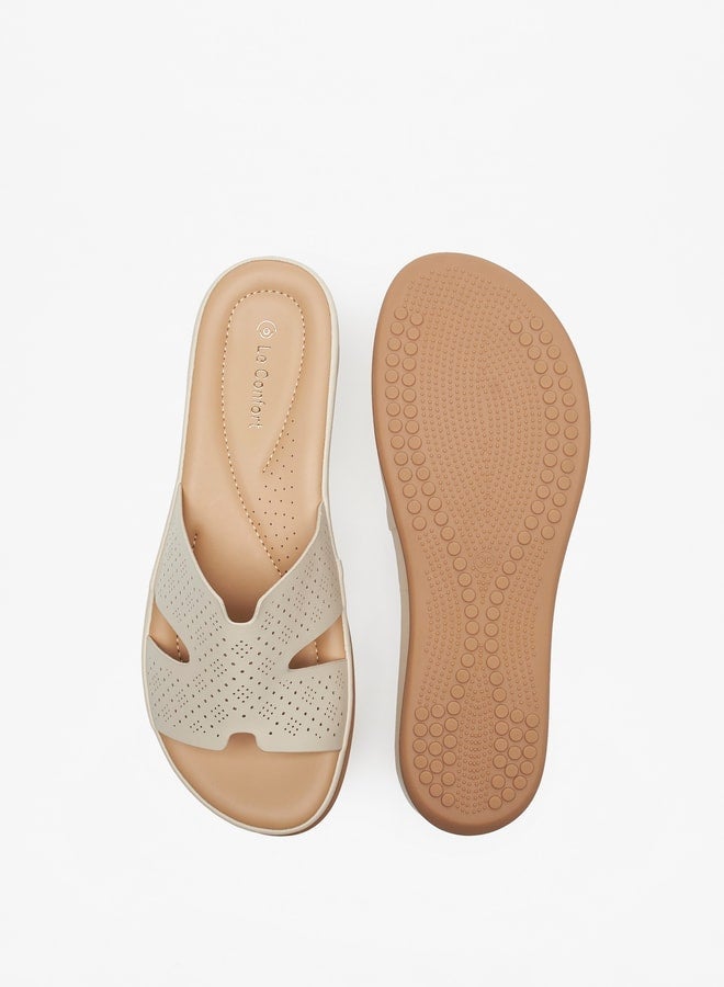 Le Confort Women's Lazer Cut Detail Slip-On Sandals - Image 4