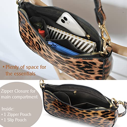 HOXIS Leopard 90s Women Shoulder Bag Glossy Faux Leather Crossbody Bag Clutch Purse (Brown Leopard) - Image 4
