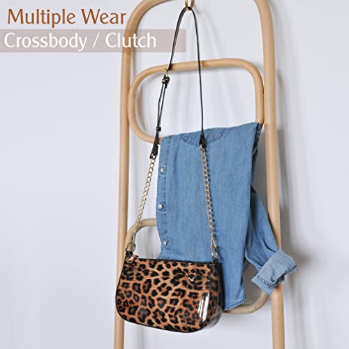 HOXIS Leopard 90s Women Shoulder Bag Glossy Faux Leather Crossbody Bag Clutch Purse (Brown Leopard) - Image 3