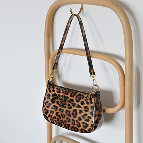 HOXIS Leopard 90s Women Shoulder Bag Glossy Faux Leather Crossbody Bag Clutch Purse (Brown Leopard) - Image 2