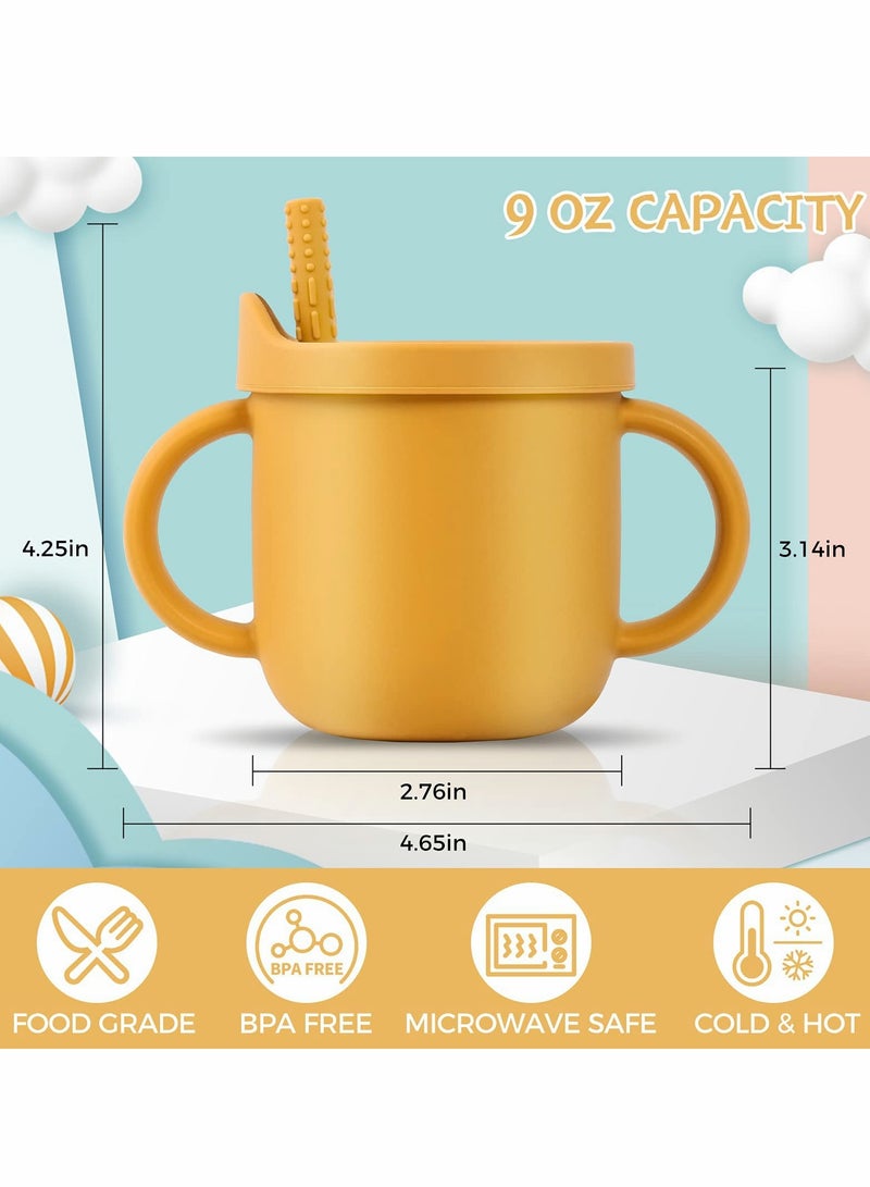 Excefore Toddler Sippy Cup with Lid, Kids Snack Container 2-in-1, Silicone Snack Catcher with Removable Scale, Kids Water Bottle with Straw 8.5 oz (Olive Green) - Image 5