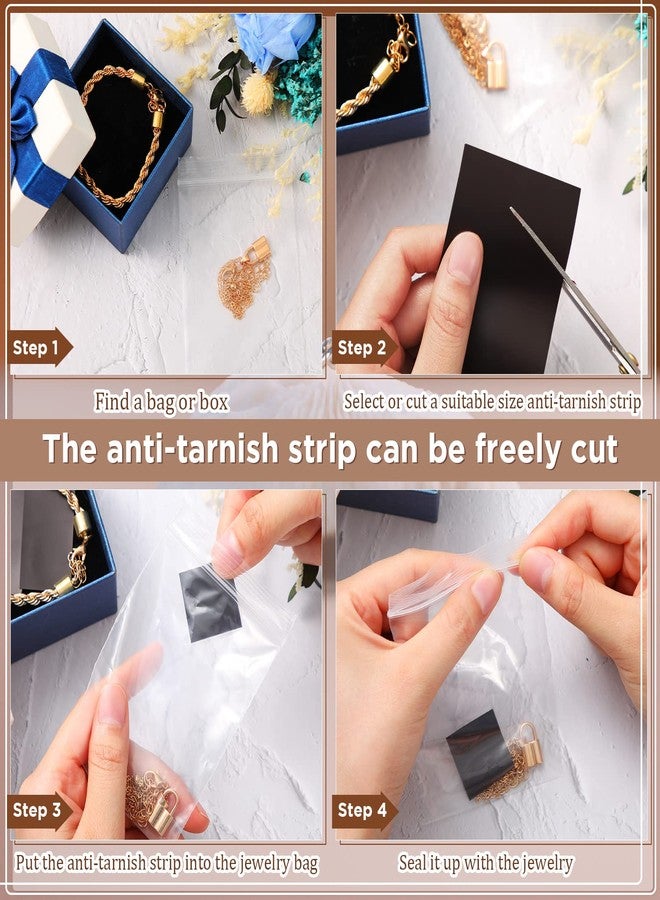 Sureio 50 Pcs Anti Tarnish Strips Tabs 7 x 2 Inch Silver Protector Black Tarnish Strips Paper Tabs for Jewelry Storage - Image 3