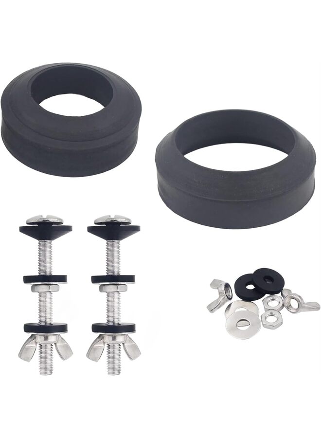 Universal Toilet Tank To Bowl Gasket,2 Kind Gasket and 2 Sets Stainless Steel Heavy Duty Rustproof Bolt Hardware Kit,Fits Most flush valve opening 2-Piece Toilet Tanks - Image 1
