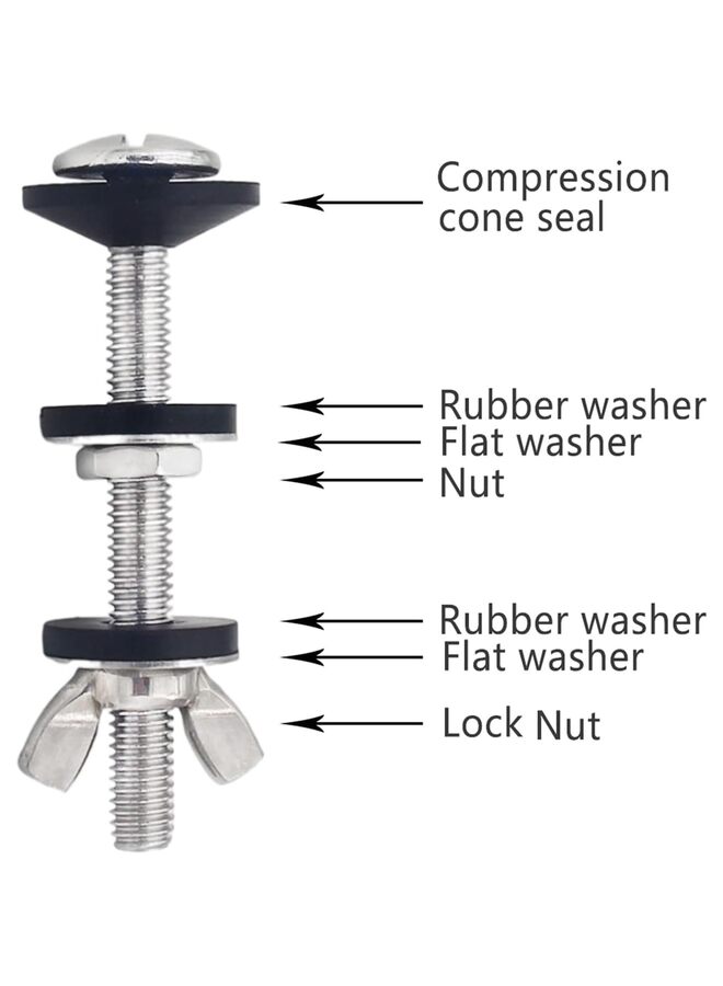 Universal Toilet Tank To Bowl Gasket,2 Kind Gasket and 2 Sets Stainless Steel Heavy Duty Rustproof Bolt Hardware Kit,Fits Most flush valve opening 2-Piece Toilet Tanks - Image 3