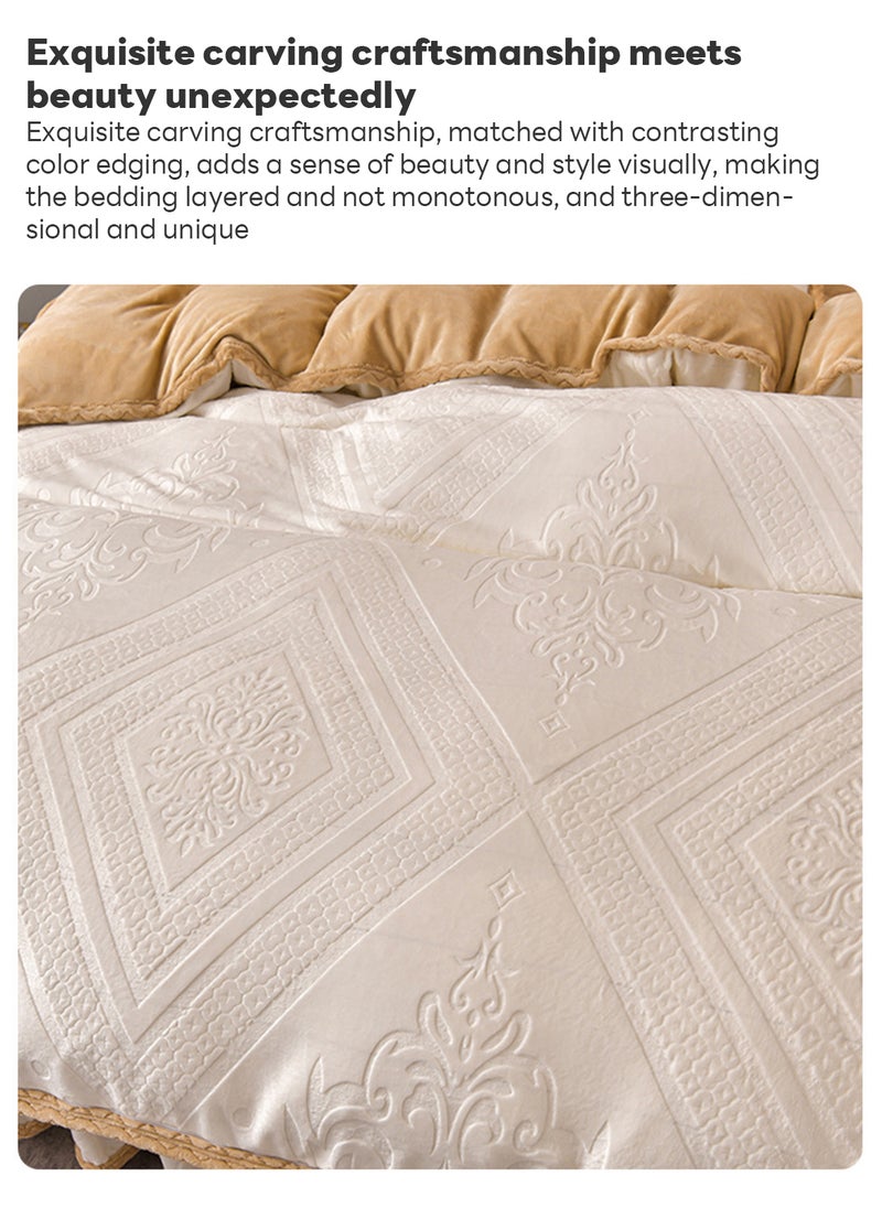 Sharpdo Bedding Set 4Pcs,Winter Plush Quilt Cover,Queen Size Quilt Cover 220*240cm - Image 3