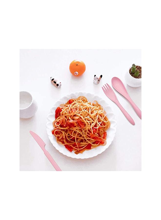 KASTWAVE Cutlery with Case Travel Utensil Set, 4 Sets Wheat Straw Reusable Portable Spoon Knife Forks Tableware, Eco Friendly Non-toxin BPA Free Portable Cutlery for Travel Picnic Camping or Daily Use - Image 3