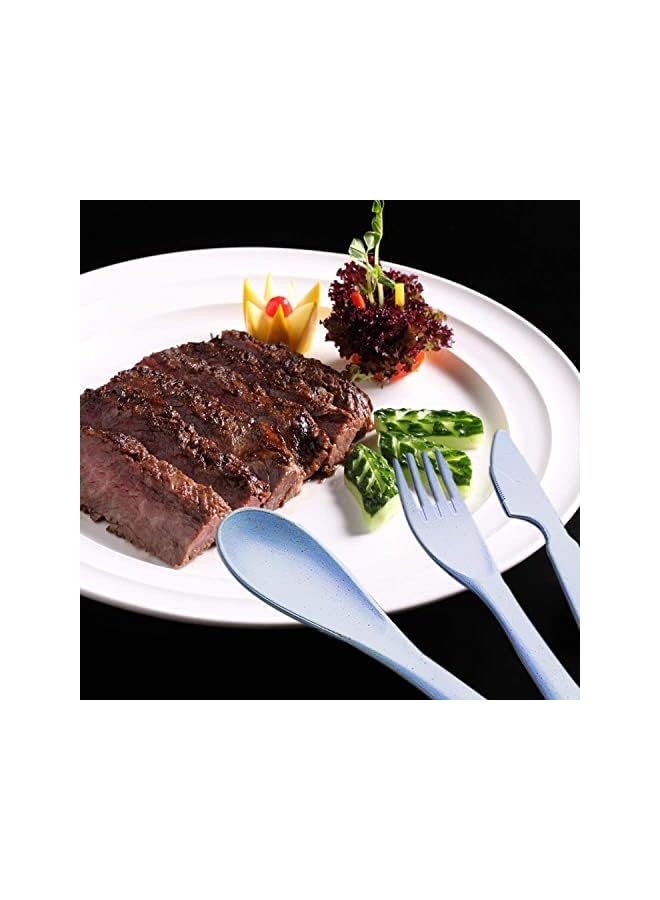 KASTWAVE Cutlery with Case Travel Utensil Set, 4 Sets Wheat Straw Reusable Portable Spoon Knife Forks Tableware, Eco Friendly Non-toxin BPA Free Portable Cutlery for Travel Picnic Camping or Daily Use - Image 4