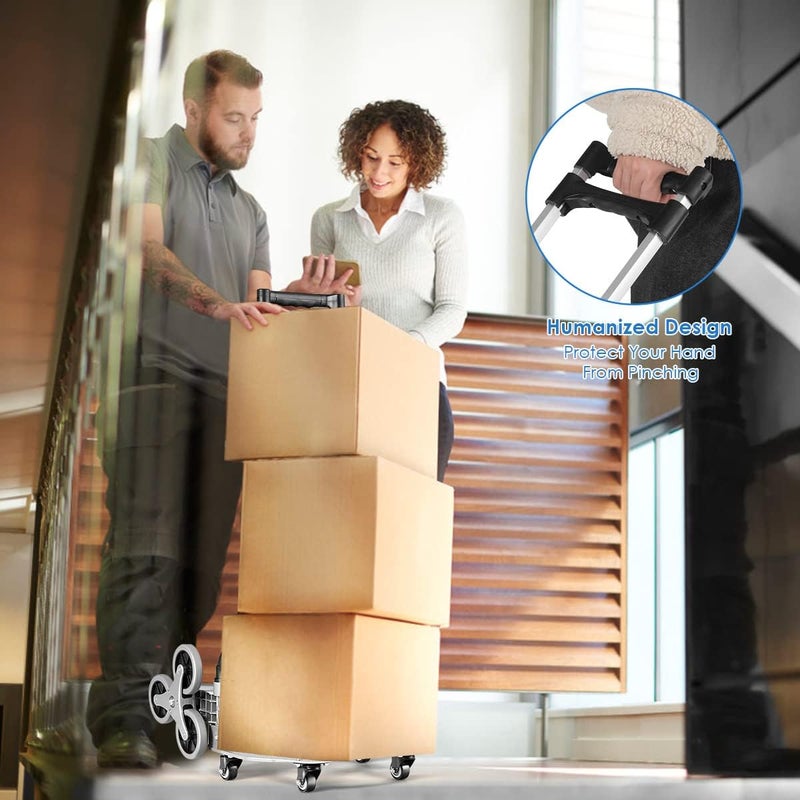 عربة يدوية قابلة للطي من COSTWAY بعشر عجلات، عربة تسلق السلالم من الألومنيوم بمقبض قابل للتعديل وحبل، عربة نقل للتسوق والسفر، سعة تحميل 80 كجم - Image 4