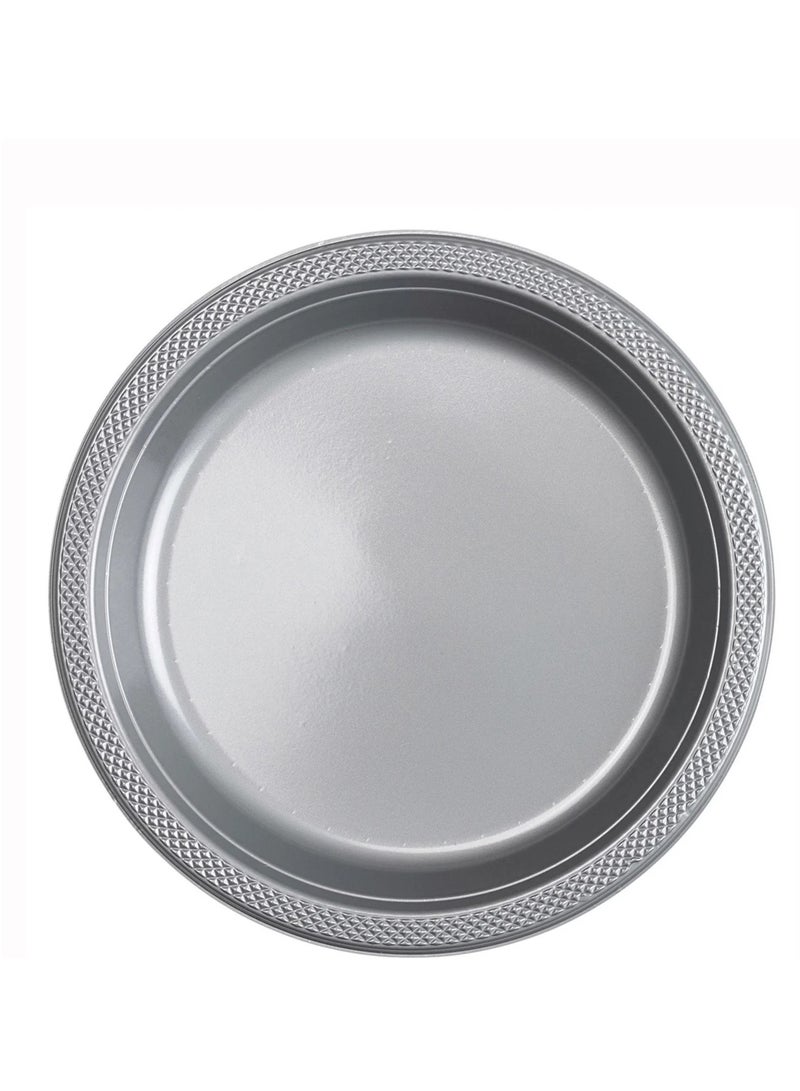 Amscan Arrange Your Table with Unbreakable 9-Inch Plastic Plates! Pack of 20 - SILVER