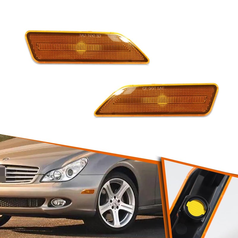 ADIIL For 20062011 Mercedes Benz W219 CLSClass Amber Lens Front Bumper Side Marker Light Kit no Bulbs OEM Side Marker Replacement