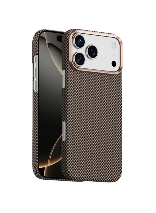 جرين ليون جراب ماج سيف كيفلر لهاتف iPhone 17 Pro Max / حماية عسكرية / حماية من سبائك الألومنيوم / متوافق مع ماج سيف / نحيف للغاية - الذهب الأسود - Image 1