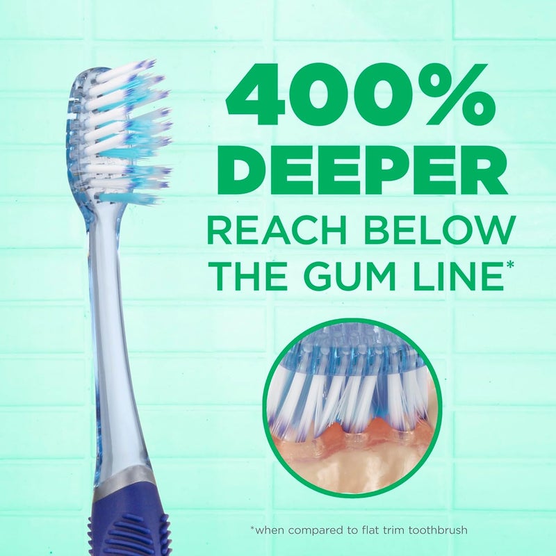 جم فرشاة أسنان Technique Deep Clean بمقبض من نوع Quad-Grip، رأس مدمج وشعيرات ��اعمة، عدد 3 قطع، متعددة الألوان - Image 1