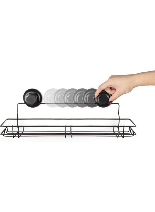 COMPACTOR Bestlock Suction Cup Wall Mounted Bathroom Storage Shelf Black 12 x 45.5 x 14.1 cm RAN9787 - Image 4