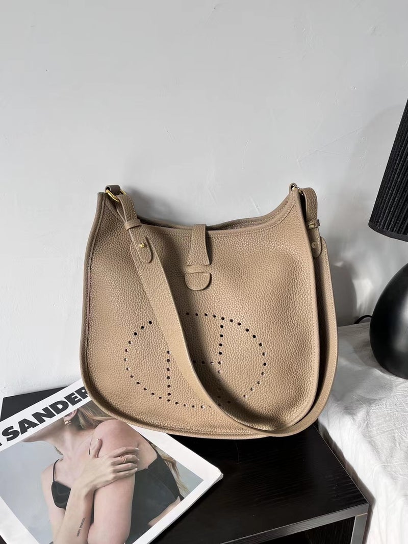 New Women'S Bag 2023 Genuine Leather Cowhide Original Lychee Pattern Shoulder Crossbody Women'S Bag Casual Bucket Bag Fashion - Image 3