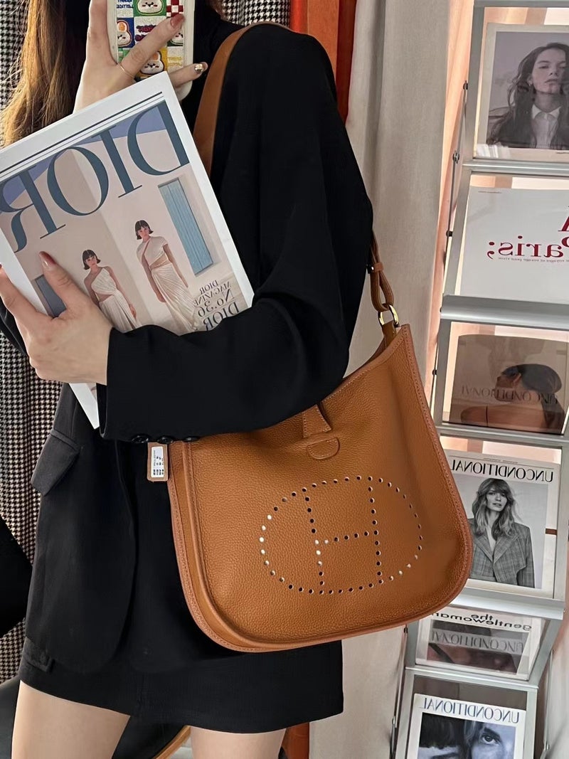 New Women'S Bag 2023 Genuine Leather Cowhide Original Lychee Pattern Shoulder Crossbody Women'S Bag Casual Bucket Bag Fashion - Image 5