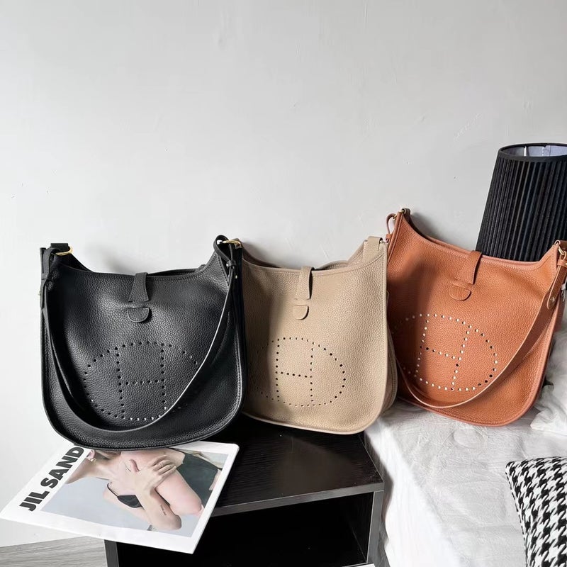 New Women'S Bag 2023 Genuine Leather Cowhide Original Lychee Pattern Shoulder Crossbody Women'S Bag Casual Bucket Bag Fashion - Image 4