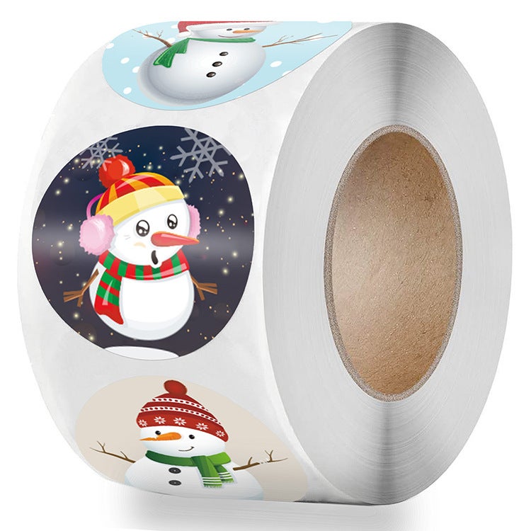 Explosions 8 Christmas Snowman Pattern Merry Christmas Holiday Envelope Self-Paste Paper Label - Image 5