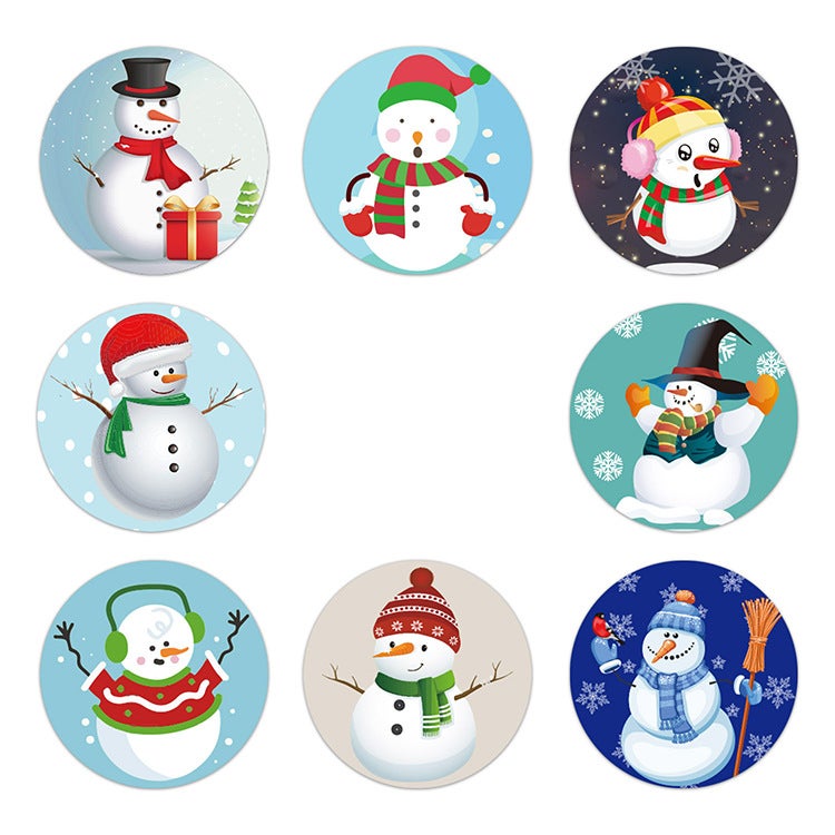 Explosions 8 Christmas Snowman Pattern Merry Christmas Holiday Envelope Self-Paste Paper Label - Image 3