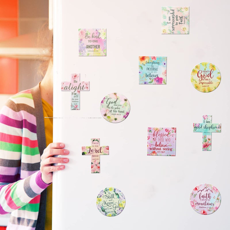 Saillong 15 Pcs Inspirational Refrigerator Magnets with Bible Verses Inspirational Faithful Locker Inspired Fridge Christian Motivational Magnets for Fridge, Christmas Favor Gifts, 3 Shapes(Flower) - Image 5