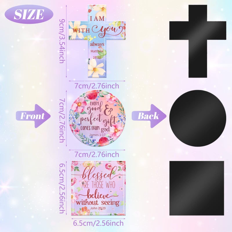 Saillong 15 Pcs Inspirational Refrigerator Magnets with Bible Verses Inspirational Faithful Locker Inspired Fridge Christian Motivational Magnets for Fridge, Christmas Favor Gifts, 3 Shapes(Flower) - Image 2