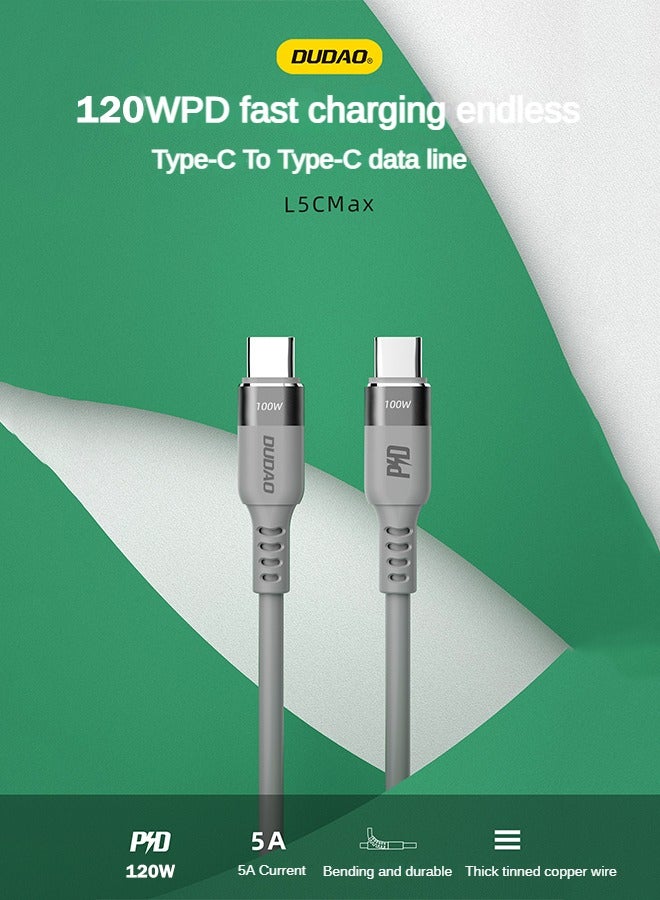 DUDAO 120W USB C Cable, PD Fast Charging Cable, Type-C to Type-C, 5A High Current, Durable One-Piece Molding, Suitable for Notebooks, Mobile Phones, Tablets - Image 2