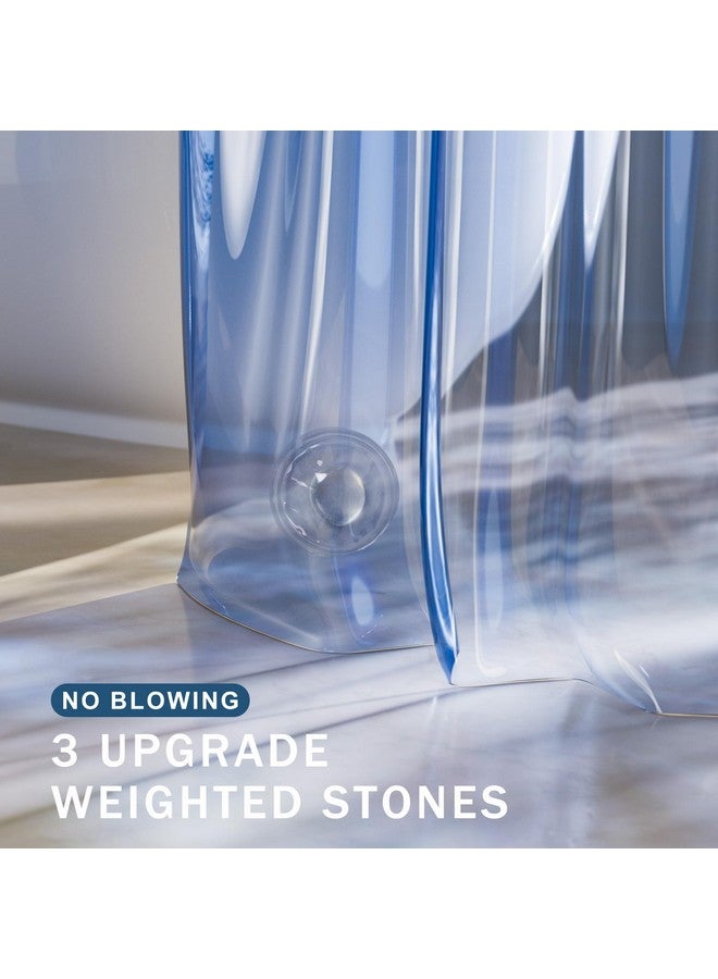 AmazerBath Shower Curtain Liner, 100% EVA Soft Clear Blue Heavy Duty Shower Curtain and Liner 2-in-1, 72x72 Luxury Plastic Weighted Bathroom Shower Liner, 12 Rustproof Grommets & 3 Heavyweight Stones - Image 3