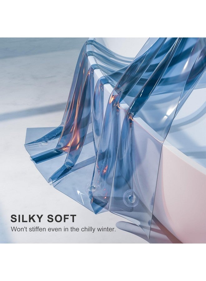 AmazerBath Shower Curtain Liner, 100% EVA Soft Clear Blue Heavy Duty Shower Curtain and Liner 2-in-1, 72x72 Luxury Plastic Weighted Bathroom Shower Liner, 12 Rustproof Grommets & 3 Heavyweight Stones - Image 2