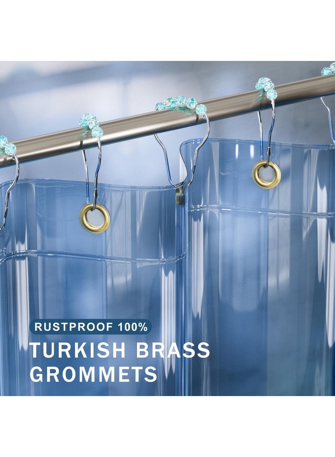 AmazerBath Shower Curtain Liner, 100% EVA Soft Clear Blue Heavy Duty Shower Curtain and Liner 2-in-1, 72x72 Luxury Plastic Weighted Bathroom Shower Liner, 12 Rustproof Grommets & 3 Heavyweight Stones - Image 4