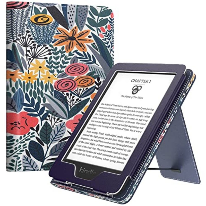 حافظة لجهاز Kindle 11th Generation، 2024/2022، زهرة أوراق زرقاء تناسب Kindle 10th/8th Generation (2019/2016)، غطاء من البولي يوريثان خفيف الوزن للغاية، تنبيه/غفو تلقائي - Image 1