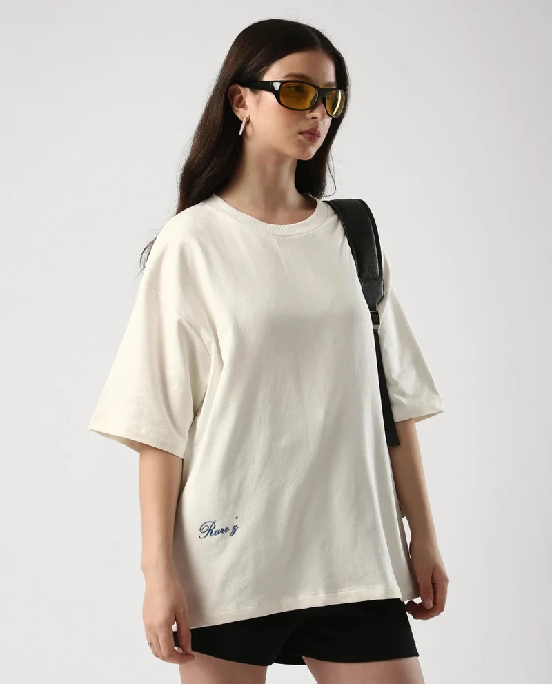 Rareism Women's Graphic Print Oversized T-Shirt