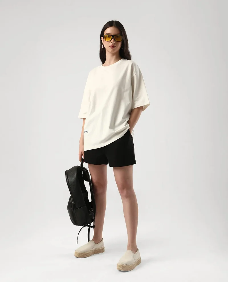 Rareism Women's Graphic Print Oversized T-Shirt