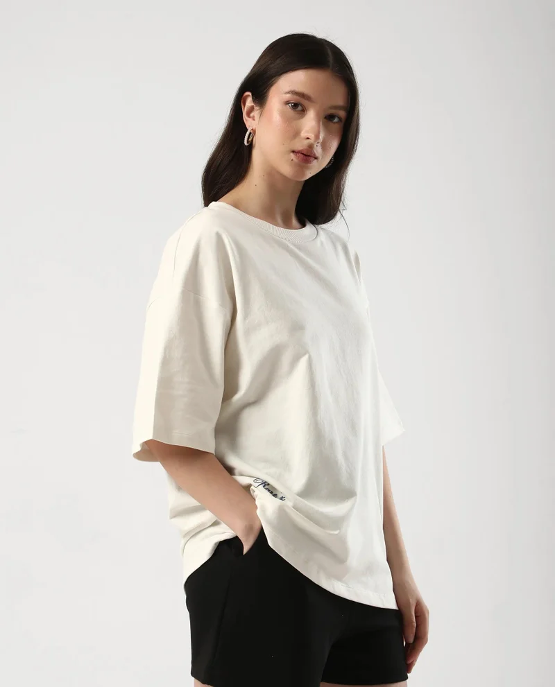Rareism Women's Graphic Print Oversized T-Shirt