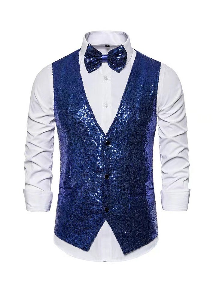 KUYING New Men's Fashionable Sequined Suit Vest  - Image 1
