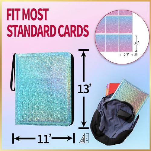 Dosanlues 9 Pocket Card Binder - 1080 Double Sided Pocket PU Premium Zip Trading Card Binder Collectible Card Albums for MTG, TCG, Sports Cards, Game Cards - Blue - Image 4
