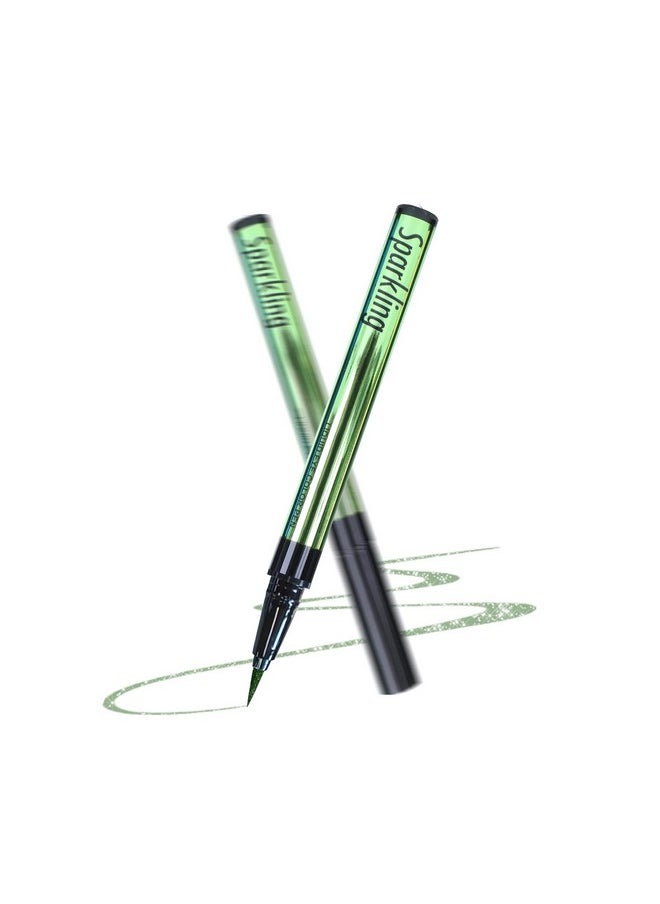 Music Flower - Eyeliner Penwaterproof Liquid Eyeliner With Precision Tipmetallic Shimmer Color Eyeliners Smudgeresistant Long Wearing (Green) - Image 1