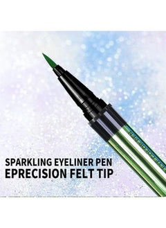 Music Flower Eyeliner Penwaterproof Liquid Eyeliner With Precision Tipmetallic Shimmer Color Eyeliners Smudgeresistant Long Wearing (Green)  - Image 2
