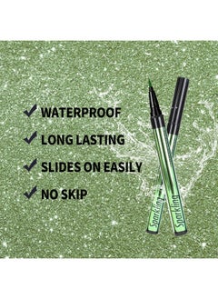 Music Flower Eyeliner Penwaterproof Liquid Eyeliner With Precision Tipmetallic Shimmer Color Eyeliners Smudgeresistant Long Wearing (Green)  - Image 3